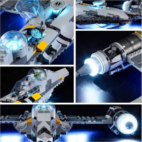 Vista 4 de YEABRICKS Kit de luz LED para Lego - Modelo de bloques de construcción N-1 Starfighter de Star Wars The Mandalorian, juego de luces LED compatible