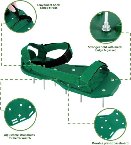 Vista 6 de Ohuhu Zapatos Aireadores de Césped para Hierba: Zapatos de Aireación de Instalación Gratuita con Pala de Acero Inoxidable, Sandalias Aireadoras