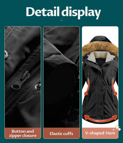Vista 6 de CREATMO US Chaqueta de esquí acolchada con cuello recortado de sherpa para niña