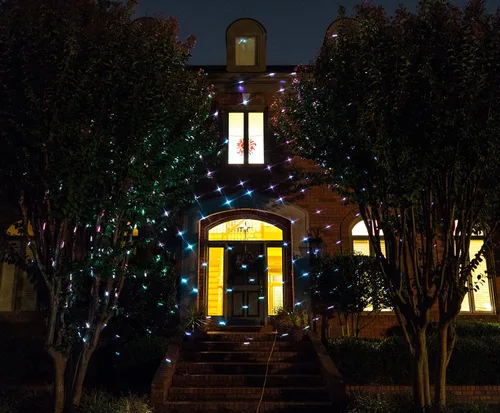 Vista 7 de LedMAll Movimiento Nieve Otoño Espectro Completo Efectos Estrella 7 Color Blanco Láser Luces de Navidad Luces Decorativas Control Rem