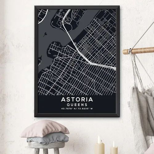 Vista 3 de Generic Impresión artística mapa de pared de Astoria, reinas, noche (16 x 20) para sala de estar