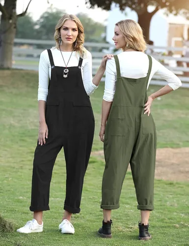 Vista 5 de YESNO - Overoles largos de estilo casual suelto para mujer mamelucos holgados con bolsillos PV9