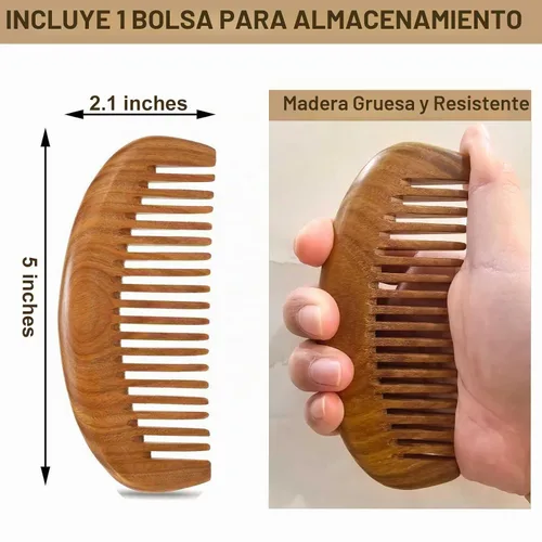 Vista 8 de Paquete de 2 peines de madera, peines para el cabello