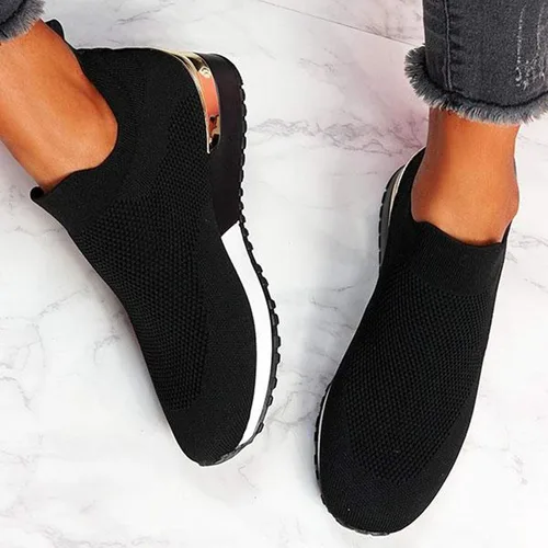 Vista 3 de AIHOU Zapatillas de deporte para mujer Slip On Mesh Casual Walking Zapatos de enfermería Transpirable Gimnasio Cómodo Ligero Running Mujer Zapatillas