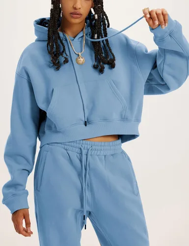 Vista 3 de Tanming Conjunto de 2 piezas para mujer, sudadera de forro polar, pantalones deportivos