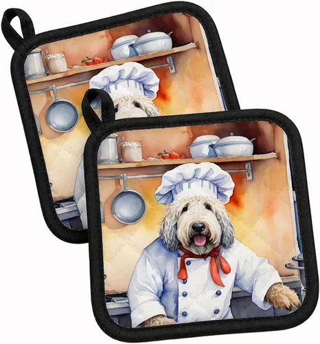Vista 26 de Caroline's Treasures Coton de Tulear El Chef Par de Agarraderas de Ollas de Cocina Resistentes al Calor Juegos de Agarraderas de Ollas Almohadillas