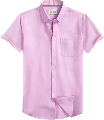 Vista 6 de Camisa Oxford para hombre de manga corta de ajuste normal, camisa casual con botones y bolsillo