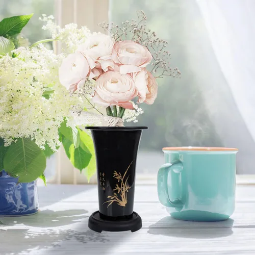 Vista 8 de BETOOKY Black Plastic Orchid Pots, 2 Sets with Tray and Drainage Holes