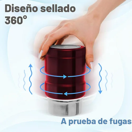 Vista 6 de Earth&ME Termo de acero inoxidable para alimentos calientes de 17 onzas con cuchara plegable, recipiente de alimentos aislado al vacío, termo de Rojo