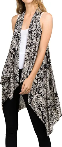 Vista 39 de Scarfand's - Chaleco de cárdigan largo para mujer, ligero, sin mangas, con parte delantera abierta