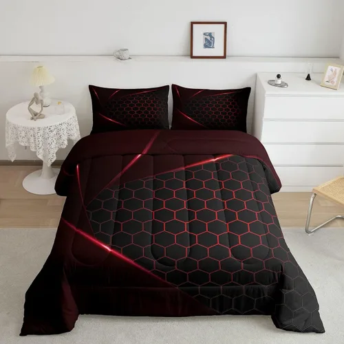 Vista 23 de Manfei Geometric Triangle Twin Size Bedding Set with 1 Pillowcase - Triangles Bedding Set for Kids Boys Girls Bedroom,Modern Simple 2 Pieces All