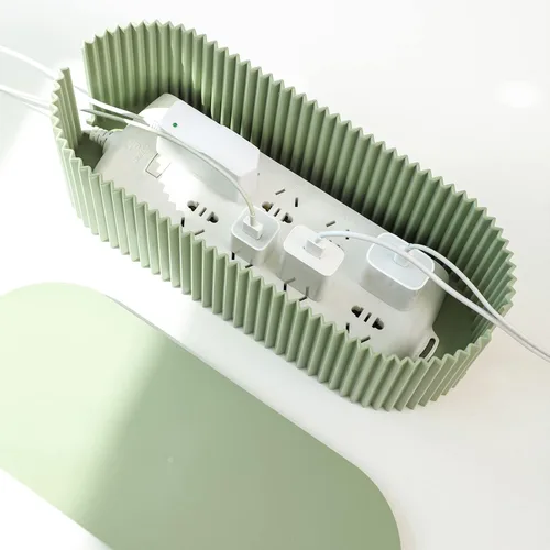 Vista 5 de FABROK Caja de organización de cables, caja organizadora de cables con 10 bridas para cables, almacenamiento de regleta de alimentación para ocultar