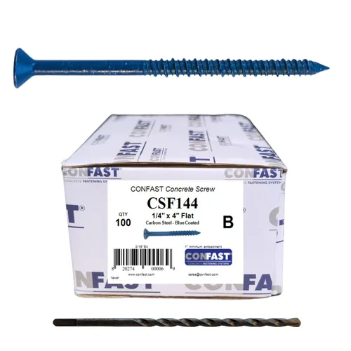 Vista 21 de CONFAST Tornillo de Anclaje para Concreto Phillips Plano Azul de 1/4" x 1-1/4" con Broca para Anclaje en Mampostería, Bloque o Ladrillo