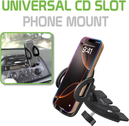 Vista 2 de Cellet Soporte para teléfono inteligente para automóvil con ranura para CD, compatible con soporte para teléfono celular, compatible con iPhone 12