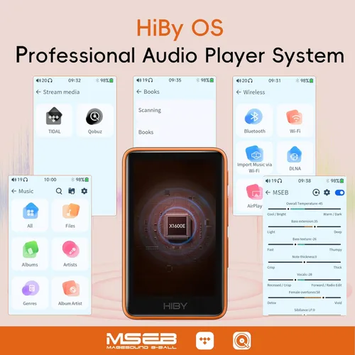 Vista 6 de HiBy R1 Reproductor de MP3 HiFi con Bluetooth 5.1 Tidal Qobuz DSD 256 Reproductor de Música Sin Pérdidas Nativo con Pantalla Táctil/Audio Hi-Res