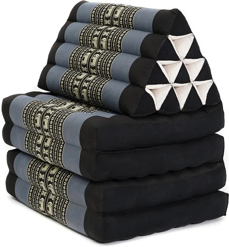Vista 2 de Leewadee Cómodo colchón japonés de suelo, cama tailandesa con cojín triangular, colchón futón, tapete de masaje tailandés extra largo, 89 x 20 azul