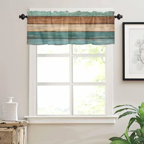 Vista 71 de Cenefa de cortina con lazo rojo de Navidad para ventanas, sala de estar, cocina, baño, granja, bolas de Navidad de acuarela con diseño de bayas