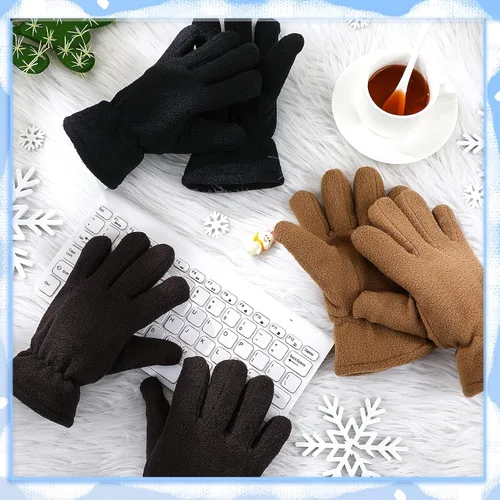 Vista 4 de SATINIOR 3 pares de guantes de invierno de forro polar para niños, guantes cálidos de dedos completos para niños, niñas, niños, suministros