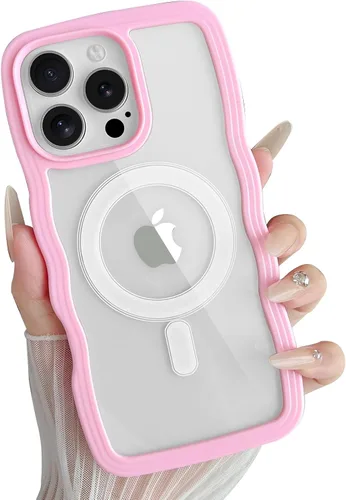Vista 34 de Yeddabox Magsafe - Funda compatible con iPhone 13, diseño de ondas, lindo marco de colores de caramelo con ondas de agua, a prueba de golpes