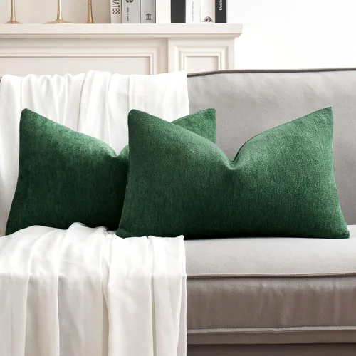 Vista 35 de MIULEE - Pack de 2 fundas de almohada decorativas beige de 16x16 pulgadas, cojines suaves de chenilla para sofá, fundas de cojín de estilo casa