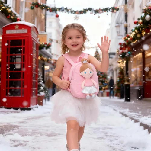 Vista 3 de Gloveleya Mochila para niños pequeños con muñeca de trapo, regalos para bebé, niña ángel rosa