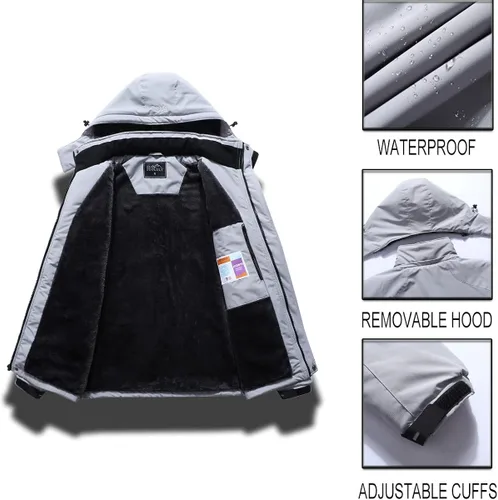 Vista 7 de Pooluly - Chaqueta impermeable de invierno, esquí, snowboard, para hombre, con capucha, rompevientos.