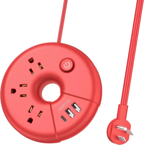 Vista 9 de NTONPOWER Regleta de alimentación de viaje, regleta portátil aprobada para cruceros con 3 tomas, 3 USB (1 USB C), cable de extensión de viaje de 5