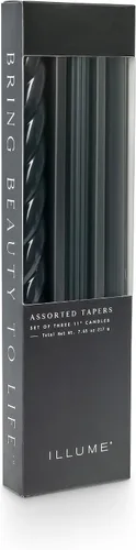 Vista 8 de Illume Beautifully Done Velas Cónicas Sin Aroma Surtidas Paquete de 3, Verde Salvia