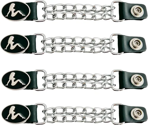Vista 2 de Funk Plus Extensores de chaleco de motocicleta de 4 pulgadas, doble cadena cromada, chaqueta MC a presión regular fabricada en EE. UU