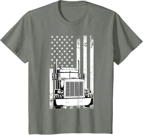 Vista 99 de Camión conductor bandera americana camionero vintage hombres mujeres regalo camiseta
