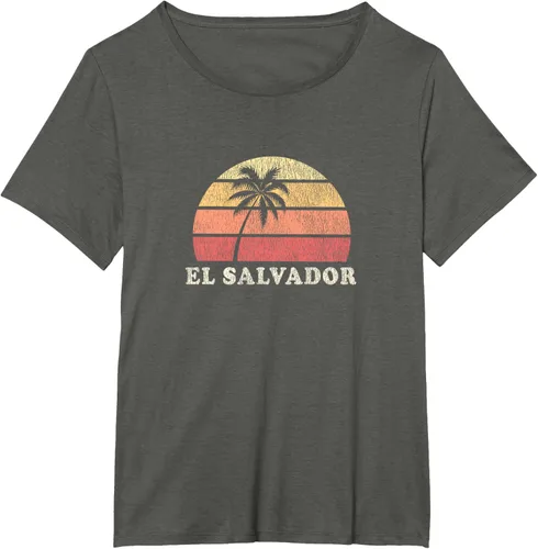 Vista 60 de El Salvador Vintage 70s Retro Throwback Design Camiseta, Azul