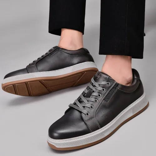 Vista 4 de Men's Casual Oxford Dressy Sneaker Shoe Fashion Walking Shoes for Men Lace-Up Flats Stylish Genuine Leather Upper Stylish Comfortable and Durable