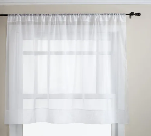 Vista 4 de Empire Home - Cortina de gasa transparente color blanco sólido para ventana, cenefa (panel súper largo de 120 pulgadas)