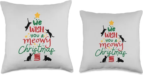 Vista 3 de jovy fits We Wish You A Meowy - Almohada fea de regalo para gatos, 18 x 18 pulgadas, multicolor