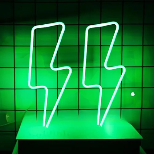 Vista 19 de Letrero de neón para decoración de pared, diseño de sala de juegos de relámpago, 2 unidades Funciona con pilas para dormitorio, luces LED de neón