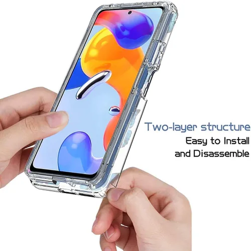 Vista 4 de Funda para Redmi Note 11 Pro 4G/Note 11E Pro con protector de pantalla de vidrio templado, patrón de mariposa transparente de cuerpo completo, funda
