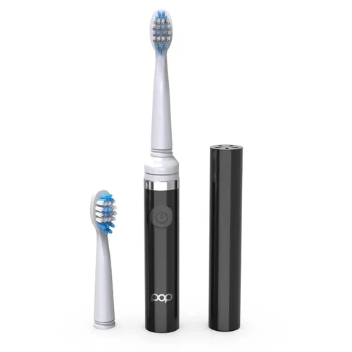 Vista 2 de Cepillo de dientes eléctrico Pop Sonic (negro) + paquete adicional - Cepillos de dientes de viaje con batería AAA Cepillos de dientes eléctricos