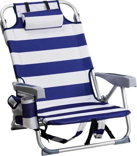 Vista 7 de Silla de playa plegable, silla de camping portátil, silla de playa baja, mochila ligera, silla de campamento plegable para camping, playa, picnic 5