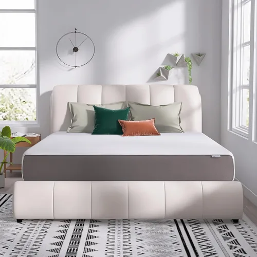 Vista 16 de Amazon Basics Colchón de espuma viscoelástica, sensación suave y mullida, 6 pulgadas, individual, blanco/gris