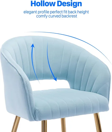 Vista 5 de KCC Silla de Escritorio Moderna de Terciopelo Sillón de Acento Tapizado Sillas Copetudas Sillas de Comedor, Sillas de Tocador Copetudas Silla