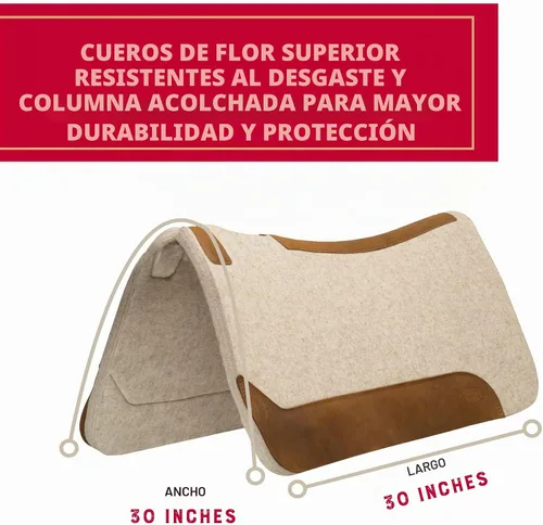 Vista 3 de Weaver Equine Almohadilla para silla de montar de caballo de fieltro de mezcla de lana contorneada de 30" x 30", almohadilla para sillín occidental