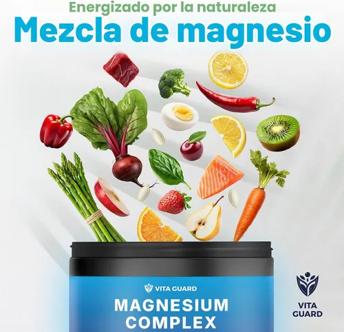 Vista 8 de Vita Guard Magnesium Complex 1480mg – 10-in-1 with Glycinate, Citrate, Malate & More – High Absorption – Sleep, Muscle, Nerve & Heart Support – 90