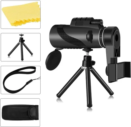 Vista 2 de High-Power 12x50 HD Handheld Monocular Telescope with Smartphone Adapter and Tripod – Lightweight and Portable for Bird Watching and Outdoor
