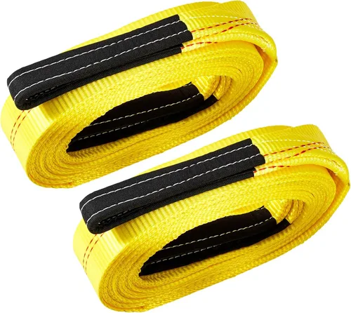 Vista 6 de Pindex Paquete de 2 eslingas de elevación de red de 2 pulgadas x 8 pies, 11000 libras, fuerza de rotura, 3500 libras, fuerzas de tracción, correas