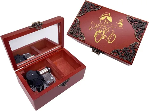 Vista 24 de Youtang You are My Sunshine - Caja de música de joyería con espejo, caja musical de madera grabada con láser, caja de música a cuerda, regalo