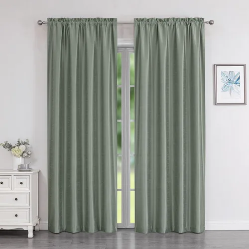 Vista 46 de Chyhomenyc Uptown - Cortinas negras de 24 pulgadas de largo, 2 paneles, cortinas cortas de seda sintética para oscurecer la habitación, cortinas