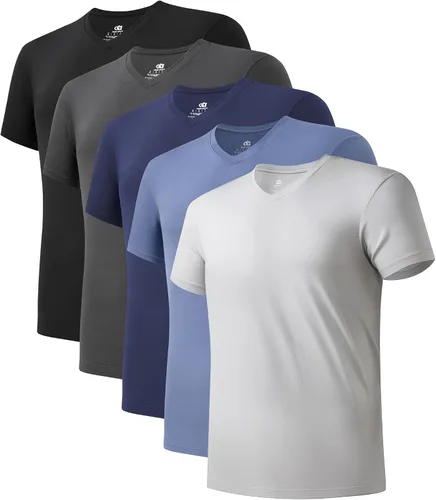 Vista 14 de DAVID ARCHY Camiseta interior de rayón de bambú con cuello en V que absorbe Paquete de 5 Negro - Cuello en V