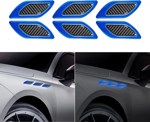 Vista 2 de Adhesivos reflectantes para automóviles con protector de arañazos para manija de puerta de automóvil, accesorios exteriores para auto (azul)