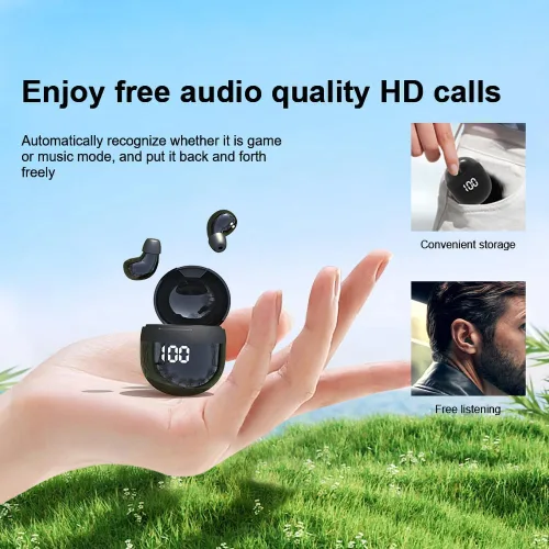 Vista 5 de SK18 Auriculares intrauditivos ultra pequeños inalámbricos invisibles más pequeños auriculares Bluetooth para dormir cómodos con micrófono y aptos