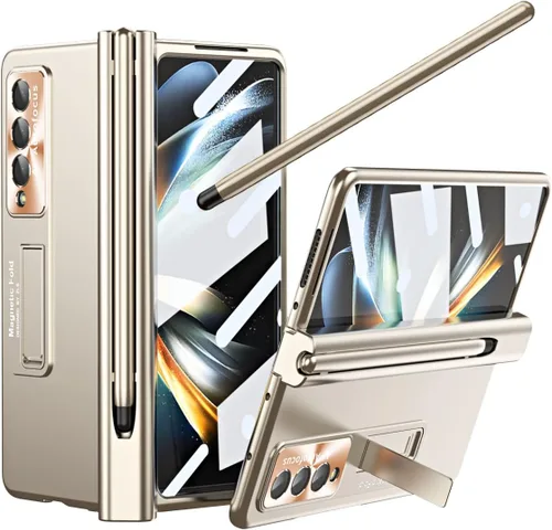 Vista 8 de Funda para Samsung Galaxy Z Fold 4 con soporte para bolígrafo S y bolígrafo, [protección de bisagra] [protector de pantalla integrado]